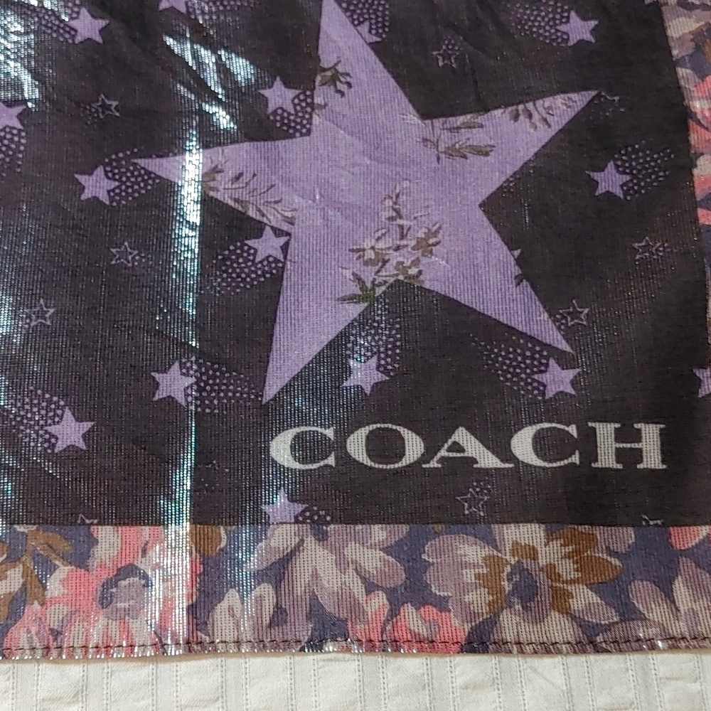NWT Coach Dusty Lavender Glam Rock Lame Bandana Silk Blend - Picture 4 of 7